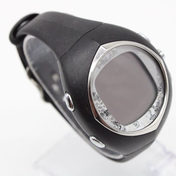 Vintage Polar F6 Digital Watch Womens Black Tone Stainless Steel Rubber Band 90s - Picture 1 of 8